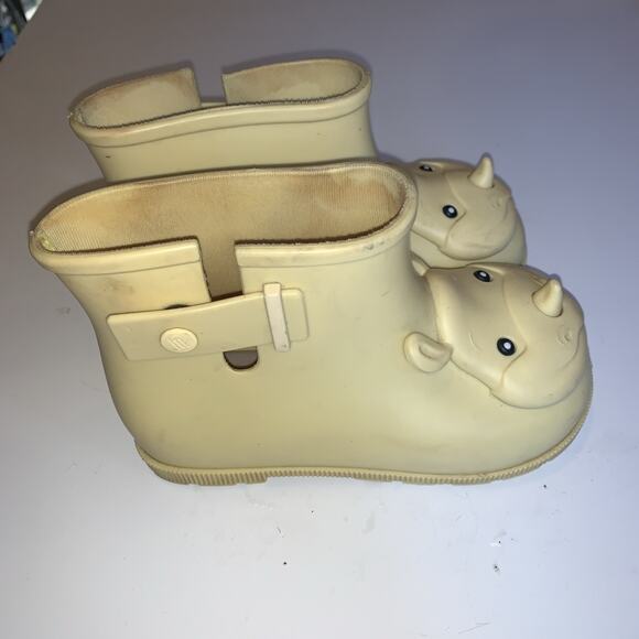 Mini Melissa Bear Rain Boots Kids US 9 Beige Teddy Face PVC Discontinued - Picture 5 of 6